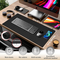 Tapis de souris pour ordinateur en cuir imperméable de grande taille avec logo personnalisé, protection pour ordinateur portable, tapis de bureau pour jeux avec recharge sans fil