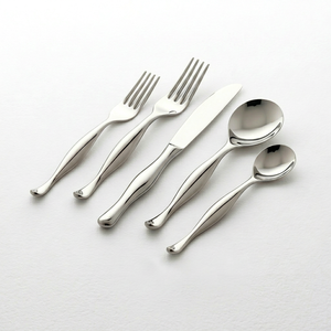 Sculpted Wave <b>Mirror</b> Flatware Set Stainless Steel With <b>Mirror</b> Polished Perfect For Kitchenware Home Hotel And Restaurant - Product Image 1