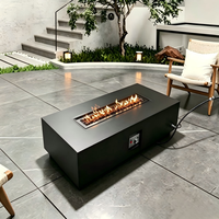 Table de foyer au gaz sans fumée en acier inoxydable 1000mm/1200mm/1400mm avec télécommande, conception sécurisée anti-surchauffe, style naturel