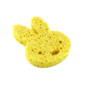 Cute Rabbit Shaped Wood Pulp Cotton Bath Sponge For Babies Soft Absorbent Cleaning Sponge - Product Image 1