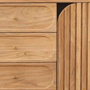 Armoire de rangement de salle à manger artisanale de luxe en bois massif de qualité supérieure avec des sculptures florales décoratives - Product Image 3