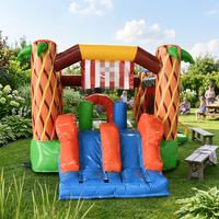 Château gonflable sur le thème des pirates avec toboggan à obstacles palmier et crâne pour grande aire de jeux gonflable extérieure pour enfants