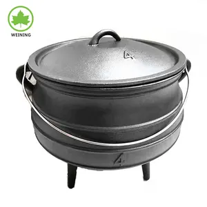 Outdoor Camping Deep Pot for BBQ Camping Heavy Duty Cookware Extra Large Cast Iron Pot Black Cast Iron Potjie Pot