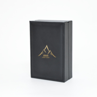 Boîte de présentation verticale chic et élégante en cuir PU noir grainé pour parfum, coffret cadeau pour homme, pour marque