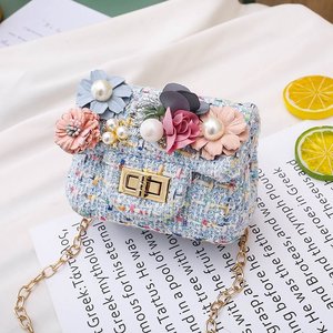Nouveau sac à bandoulière en velours pour enfants, motif floral, mini sacs à la mode pour femmes - Product Image 4