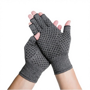 Gants de compression pour l'arthrite, design demi-doigts ouverts, pour la musculation, unisexe, protection des mains en coton - Product Image 3
