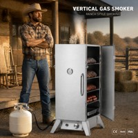 Fumoir à gaz de style américain en acier inoxydable avec allumage électronique et grilles réglables pour l'extérieur