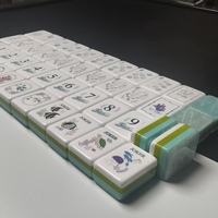 Ensemble de Mahjong en Acrylique Premium Ocean, Tuiles de Mahjong à Dos Marbré, Cadeau pour la Famille et les Amis