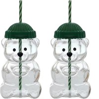 Gobelet en verre avec paille en forme d'ours en peluche