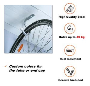 Support de roue de rangement mural pour vélo Crochet tubulaire pour montage au plafond Crochet de vélo en métal pour garage atelier gain de place - Product Image 5