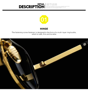 แว่นกันแดดแฟชั่นทรงเหลี่ยมวินเทจกรอบโลหะสำหรับผู้หญิงและผู้ชาย แบรนด์ดีไซเนอร์ โลโก้สั่งทำได้ ขายส่งสินค้ามาใหม่ - Product Image 6