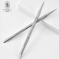 Longhui Nouveau Repousse-cuticules professionnel en acier inoxydable à double tête, forme fer à cheval biseauté, pour manucure et beauté des ongles