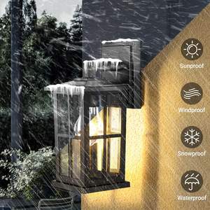 2-Pack Matzwarte Buitenwandlampen Waterdichte Buitenmuurlantaarns Heldere Glazen Tinten Voor Veranda Garage Front - Product Image 5