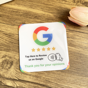10cmX10cm Tamaño personalizado Tarjeta de grifo de PVC <span class=keywords><strong>Google</strong></span> Review NFC PVC Epoxy Table Tap Tag Card Window Plate Sticker - Product Image 3