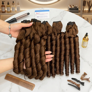 Produit phare : Lots de cheveux vierges bouclés et rebondissants, brun miel, prix de gros, super double drawn - Product Image 1