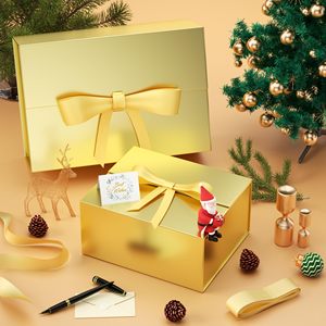 Coffret cadeau personnalisé de luxe magnétique brillant et élégant en or ruban jaune <span class=keywords><strong>meilleurs</strong></span> <span class=keywords><strong>voeux</strong></span> parfait pour <span class=keywords><strong>les</strong></span> besoins d'emballage de cadeaux de mariage et d'anniversaire - Product Image 6