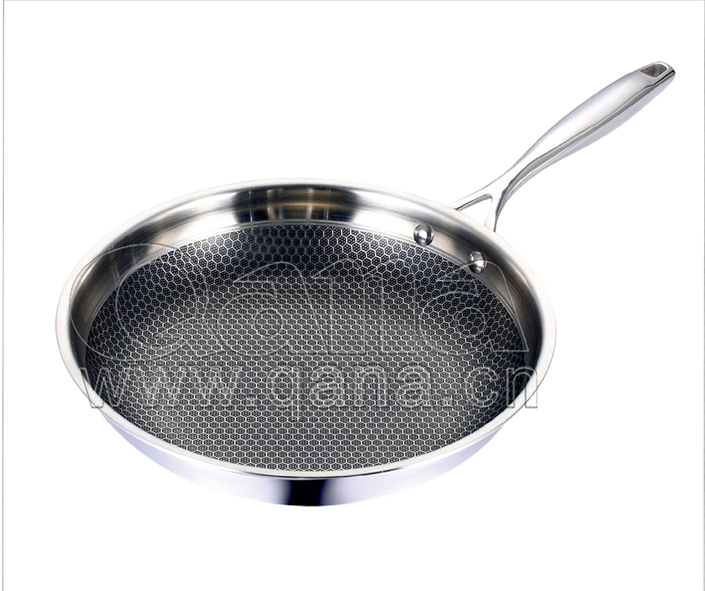 Hot Kitchenware Fry Pan Honeycomb Suspension Tri-ply Stainless Steel Cookware Non Stick Frypan Cooking Pan