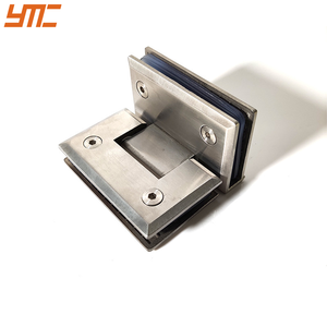 Hiện đại 90 Độ không khung satin thép đánh bóng tắm bản lề phong cách dài pivot kính màn hình cửa phòng tắm Sliver hộp cửa sổ - Product Image 1