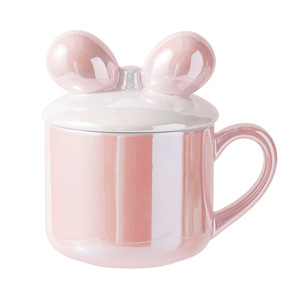 SYL Creative <span class=keywords><strong>Cute</strong></span> Keramik Bowknot Becher Ins Mädchen Herz Nettes Mädchen Büro Nachmittags becher Paar Geschenk becher - Product Image 1