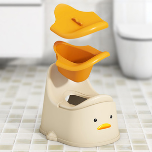 Asiento de entrenamiento para ir al baño Lida Duck para niños pequeños, niños y niñas, diseño de dibujos animados de plástico con tapa y escalón - Product Image 1