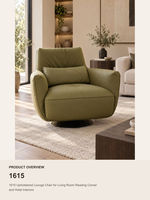 Fauteuil pivotant moderne en cuir rembourré, fauteuil de salon individuel pour coin lecture, personnalisable