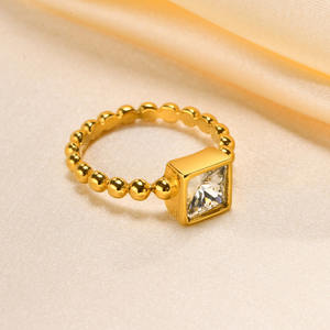 18K Or PVD Plaqué 316L Anneaux En Acier Inoxydable Rétro Vintage Zircone Bagues Déclaration Bijoux - Product Image 2