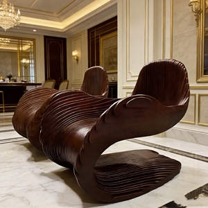 Banco de Madera Hecho a Mano Y521, Ligero, Creativo, Segmentado, para Sala de Espera, Recepción de Oficina, Galería, Exhibición de Arte - Product Image 2