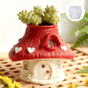 DUMO DIY Mushroom House Flower Pot Silicone Mold: Home Decor Storage and Decoration Silicone Mold - Product Image 1