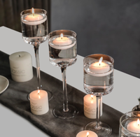 Ensemble de 2 bougeoirs pour bougies piliers avec couvercle en verre pour cheminée, table à manger, décoration de centre de table