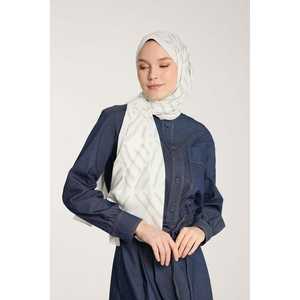 Pure Tone Luxury Satin <b>Silk</b> Scarf Custom Designer V Pattern Long Party Style for Spring/Summer-Light <b>Green</b> & Ivory - Product Image 3