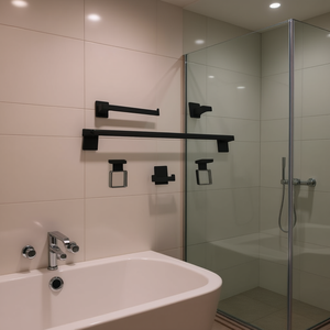 Elite Towel Rack Black Zinc Alloy Wall Mounted Minimalist Design Bathroom Storage Hardware - Product Image 2