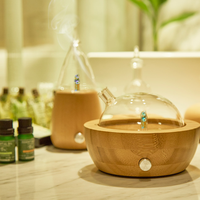 Diffuseur de nébulisation en verre de bambou, vente en gros, décoratif, parfum, huile essentielle, arôme, brume froide, diffuseur