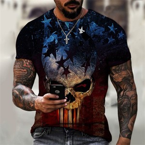 T-Shirt con <span class=keywords><strong>Stampa</strong></span> 3D di Teschio in Metallo per Uomo, Magliette con <span class=keywords><strong>Stampa</strong></span> Digitale Integrale, Top Hip Hop, Abbigliamento Personalizzato con Grafica - Product Image 5