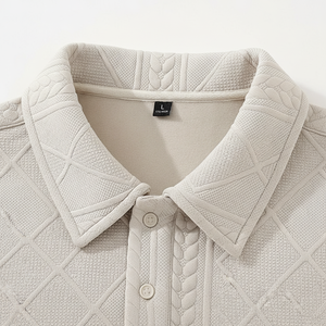 Veste Jacquard Chic à Col Montant pour Homme Haut à Capuche 100% Coton avec Fermeture à Glissière pour Printemps Automne Hiver Design Bouton Chic avec Motif 3D - Product Image 1