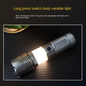Lampe de poche LED blanche super lumineuse multifonctionnelle pour le camping, zoom télescopique, recharge USB, en alliage d'aluminium, intensité réglable, modèle Treasure - Product Image 2