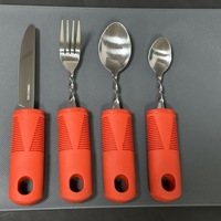Ensemble d'ustensiles de table adaptatifs anti-tremblement en acier inoxydable avec manches en plastique, 4 ou 5 pièces, pour personnes âgées, handicapées, restauration et domicile