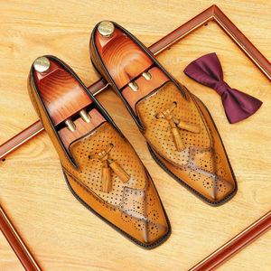 Chaussures Oxford décontractées pour hommes en cuir véritable faites à la main, de haute qualité, respirantes, pour mariage et soirée - Product Image 5