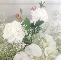 Chemin de table de mariage style Mori en soie blanche et verte, fleurs artificielles pour allée de mariage, arrangements floraux artificiels, palette de blanc
