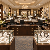 Meubles de magasin de bijoux modernes, vitrines murales personnalisées, présentoirs en verre, design d'intérieur complet pour boutique