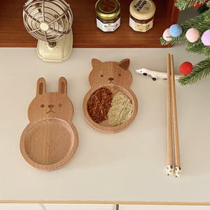 Ensemble de 2 sauces à trempage créatives en bois de hêtre pour marmite chaude pour chat et lapin Vaisselle en bois et sauces à trempage créatives pour jus de tomate - Product Image 3