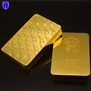 Atacado personalizado de liga de zinco barras de ouro banhadas a ouro feitas de liga de zinco