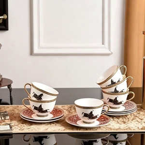 Factory Wholesale Modern Luxury Afternoon <b>Tea</b> 6-Piece Ceramic Coffee Cup and Saucer with Gift <b>Box</b> - Product Image 1