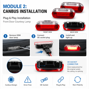 Luz de Cortesía LED para Escalones, Roja y Blanca, para VW Beetle, <span class=keywords><strong>Cabrio</strong></span>, Bora, Jetta MK4, <span class=keywords><strong>Golf</strong></span> Mk3, Mk4, Polo, Sharan, Vento, Touran, Octavia, Alhambra - Product Image 3