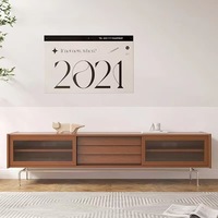 Table basse et meuble TV en bois massif de style nordique rétro, mobilier de rangement moderne de luxe léger pour salon et hôtel