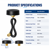 Antenne externe 4G LTE à fixation par vis 700-2700 MHz 5-6 dBi IP67 Câble RG174 SMA Mâle pour passerelle IoT