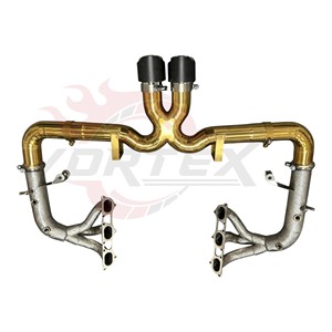 Cabezales de escape y tubo en X de aleación de titanio Vortex con puntas de fibra de carbono para Porsche 911 992 GT3 4.0 - Product Image 4