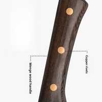 Couteau de boucherie et d'osage en acier inoxydable martelé forgé, manche en bois, revêtement antiadhésif pour la découpe, le pelage et la tranche de viande en cuisine