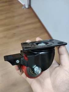 MW siyah 2 "kırmızı PU tekerlek gerçek arka Bar ve bar soğutma altında küçük ağır düşük profil döner tekerlek - Product Image 6