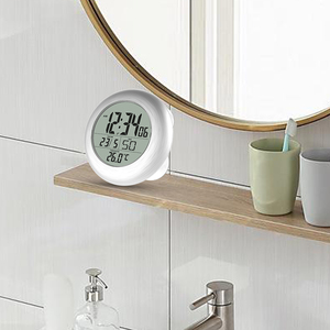 Vòng không thấm nước Màn hình <span class=keywords><strong>LCD</strong></span> kỹ thuật số Đồng hồ treo tường LED phòng tắm đồng hồ với nhiệt độ và ngày hiển thị cho nhà tắm nhà vệ sinh phòng - Product Image 6