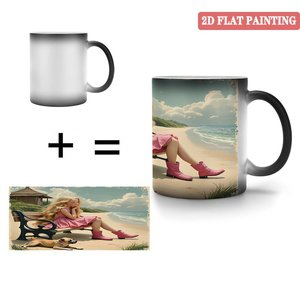 Frosted Texture Novelty Mug 11oz Black <b>Ceramic</b> Heat Color Changing Sublimation Blank <b>Cup</b> - Product Image 4